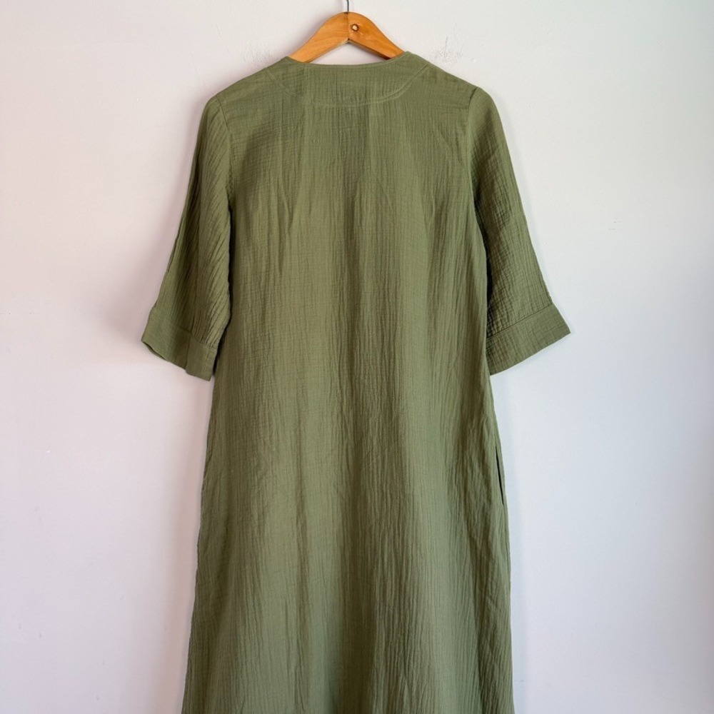 Soft Surroundings Textured Cotton Gauze Maxi Dress XS Modest Boho Earthy - Picture 8 of 12